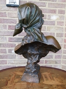 Art-nouveau style Sculpture of a lady,s buste by E. Villanis 