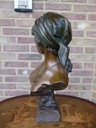 Art-nouveau style Sculpture of a lady,s buste by E. Villanis 