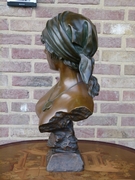 Art-nouveau style Sculpture of a lady,s buste by E. Villanis 