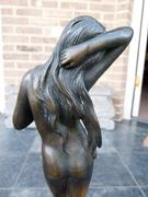 Art-nouveau style Sculpture of a naked lady by C. Maerlin in patinated bronze with foundry stamp and marble base, Germany 1900