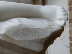 Art-nouveau style Sculpture of a naked lady on a waterfall in carrara marble, Firenze,Italy 1890