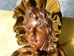 Art-nouveau style Sculpture of young lady signed Méllili in patinated bronze with foundry stamp, France 1890