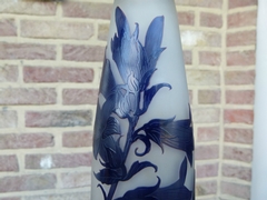 Art nouveau style Vase signed D'Argental in etched glass, France 1910