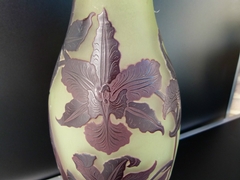 Art nouveau style Vases signed D'Argental in etched cameo glass, France 1910