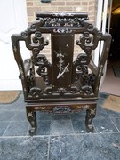 Asiatique style Armchair with marquetry in mother of pearl,wood, Asia,China 1920