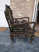 Asiatique style Armchair with marquetry in mother of pearl,wood, Asia,China 1920