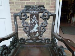 Asiatique style Armchair with marquetry in mother of pearl,wood, Asia,China 1920