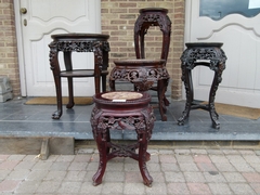 Asiatique style Different Chinese flowerstands in carved wood, China 1880-1920