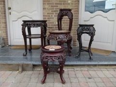 Asiatique style Different Chinese flowerstands in carved wood, China 1880-1920