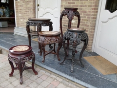 Asiatique style Different Chinese flowerstands in carved wood, China 1880-1920