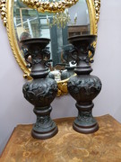 Asiatique style Pair Japanese vases Meiji  in patinated bronze, Japan 1890