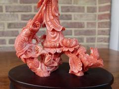 Asiatique style Sculpture of Quan Yin in coral, Asia 1930