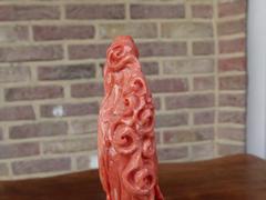 Asiatique style Sculpture of Quan Yin in coral, Asia 1930