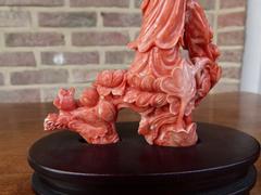 Asiatique style Sculpture of Quan Yin in coral, Asia 1930