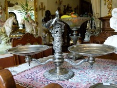 Asiatique style Turning centerpiece in silverplated metal 1920