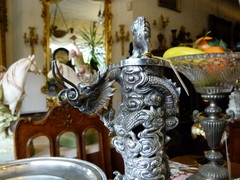 Asiatique style Turning centerpiece in silverplated metal 1920