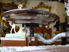 Asiatique style Turning centerpiece in silverplated metal 1920