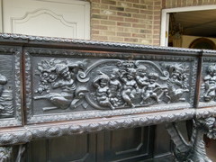 Barock style Highly carved credence cabinet in wood, Italie 1880