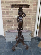 Barock style Nice carved pedestal with child in walnut, France 1880