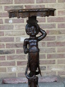 Barock style Nice carved pedestal with child in walnut, France 1880