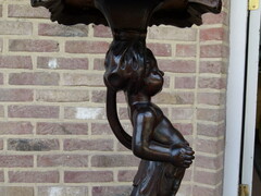 Barock style Nice carved pedestal with child in walnut, France 1880