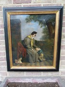 Barock style Painting of a mother with child in oil on canvas, France 1775