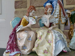 Bell epoque style German Sitzendorf porcelain group 