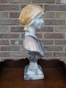 Bell epoque style Lady,s buste signed by Carli 1868-1930 in alabaster, Italy 1900