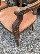 Bell epoque style Pair armchairs in walnut, France 1900