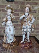 Bell epoque style romantic pair Meissen porcelain sculptures, Germany 1880