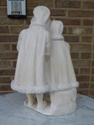 Bell epoque style Sculpture of 2 girls in alabaster, Italie 1900