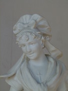 Bell epoque style Sculpture  of a farmer lady signed by Comein in bisquit, France 1900