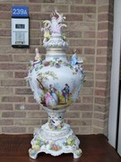 Belle epoque style Huge vase with romantic scenes in hand painted porcelain, Germany Turingen 1920