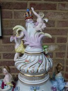 Belle epoque style Huge vase with romantic scenes in hand painted porcelain, Germany Turingen 1920