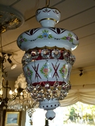 Belle epoque style Lamp  in opaline and crystal, Belgium 1900