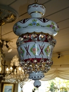 Belle epoque style Lamp  in opaline and crystal, Belgium 1900