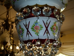 Belle epoque style Lamp  in opaline and crystal, Belgium 1900