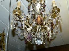 Belle epoque style Lamp whit crystals in gilded bronze and diffirent colors crystals, France 1920