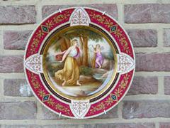 Belle epoque style Porcelain plate with romantic scene 