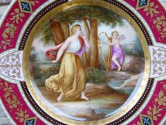 Belle epoque style Porcelain plate with romantic scene 