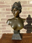 Belle epoque style Sculpture of a lady,s buste by E. Villanis 