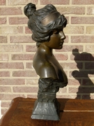 Belle epoque style Sculpture of a lady,s buste by E. Villanis 