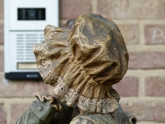 Belle epoque style Sculpture of young pair by Goldschneider in terracotta and wood, Austria,Vienna 1920