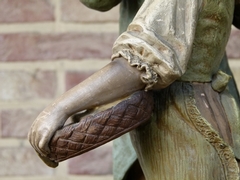 Belle epoque style Sculpture of young pair by Goldschneider in terracotta and wood, Austria,Vienna 1920