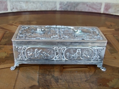 Belle epoque style Silver box with Dutch scenes and 3 stamps in solid silver, The Netherlands,Schoonhoven 1906-1924