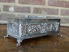 Belle epoque style Silver box with Dutch scenes and 3 stamps in solid silver, The Netherlands,Schoonhoven 1906-1924