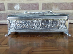 Belle epoque style Silver box with Dutch scenes and 3 stamps in solid silver, The Netherlands,Schoonhoven 1906-1924