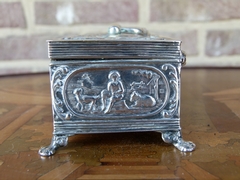 Belle epoque style Silver box with Dutch scenes and 3 stamps in solid silver, The Netherlands,Schoonhoven 1906-1924