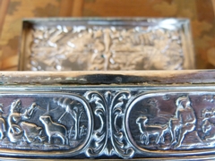 Belle epoque style Silver box with Dutch scenes and 3 stamps in solid silver, The Netherlands,Schoonhoven 1906-1924