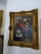 Belle epque style Pair paintings by Henri Schouten of flowers in oil on canvas, Belgium 1890